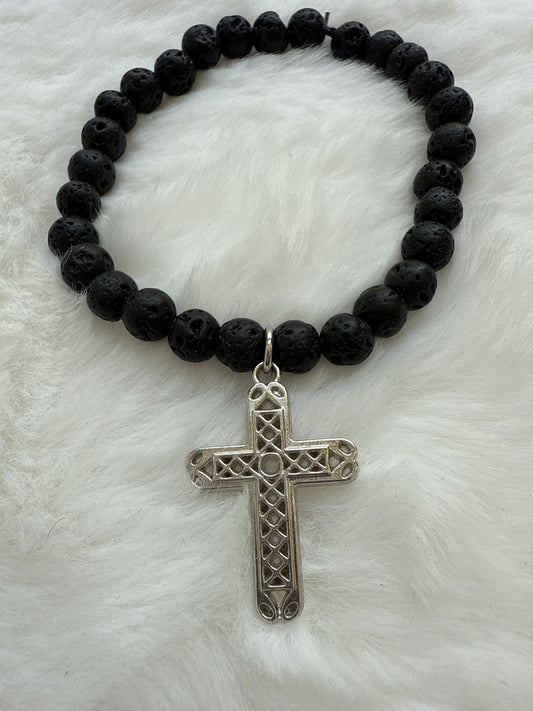Black Natural Lava Bead Bracelet (1)