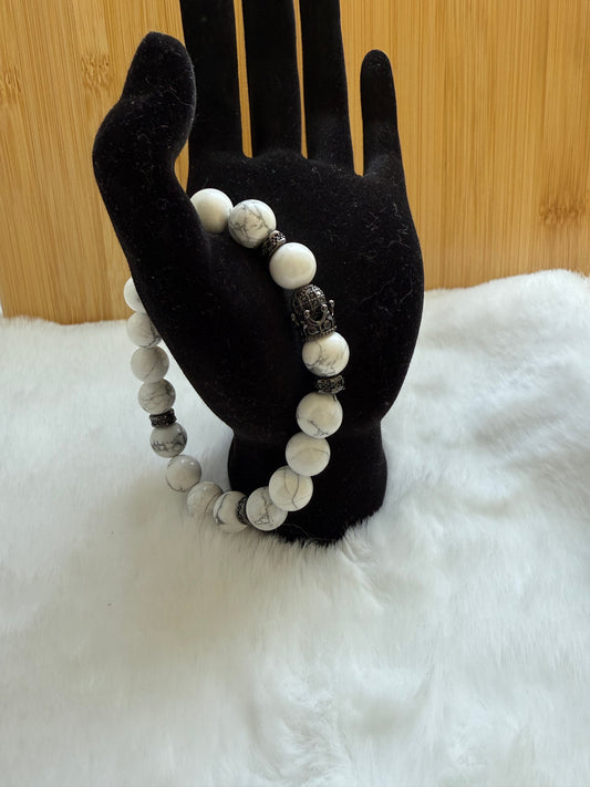 10mm Natural White Howlite Charm