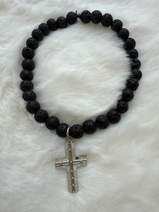 Black Natural Lava Beads Bracelet (2)