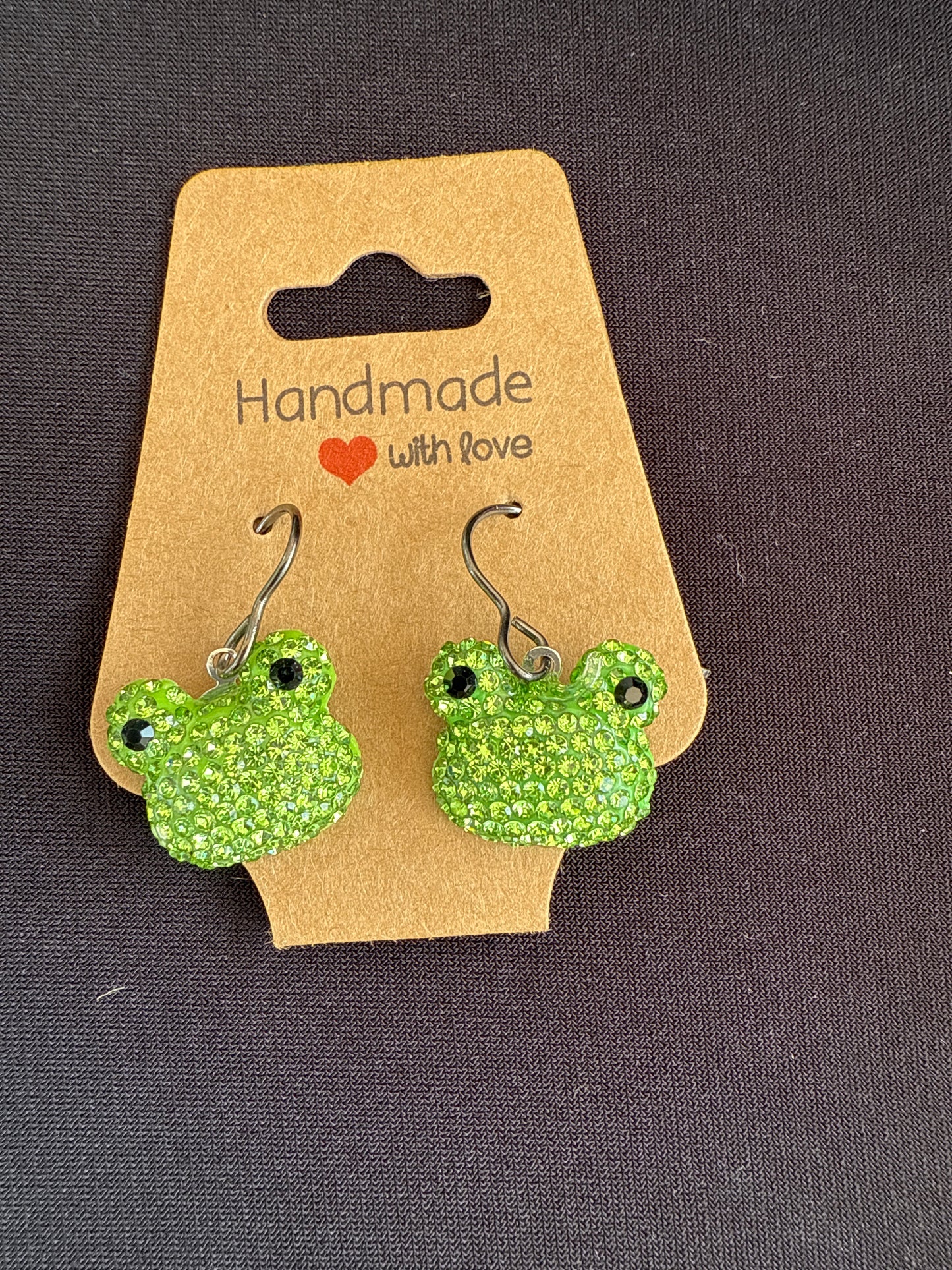 Sparkle Green Frog Earings
