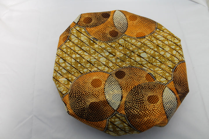 Gold Shimmering African Print Satin Bonnet